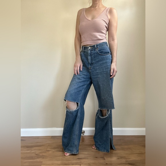MOUSSY Wide Leg Distressed Jeans - Picture 3 of 8